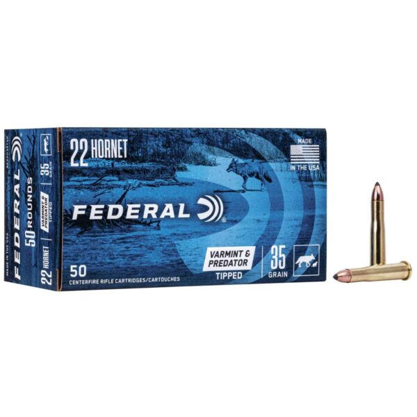 https3A2F2Fmedia.chattanoogashooting.com2Fimages2Fproduct2FFAAE22H35TVP2FFAAE22H35TVP Federal American Eagle Varmint & Predator Rifle Ammunition .22 Hornet 35 gr Vtip 3000 fps 50/ct