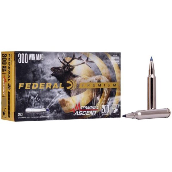 https3A2F2Fmedia.chattanoogashooting.com2Fimages2Fproduct2FFAP300WTA22FFAP300WTA22 Federal Terminal Ascent Rifle Ammunition 300 Win Mag 175gr PT 3030 fps 20/ct