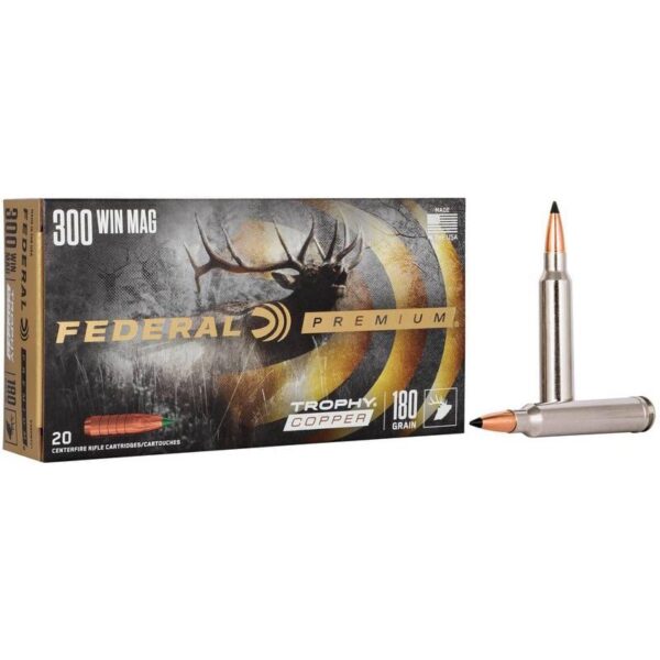 https3A2F2Fmedia.chattanoogashooting.com2Fimages2Fproduct2FFAP300WTC12FP300WTC1 Federal Trophy Copper Rifle Ammunition .300 Win Mag 180gr PT 2960 fps 20/ct