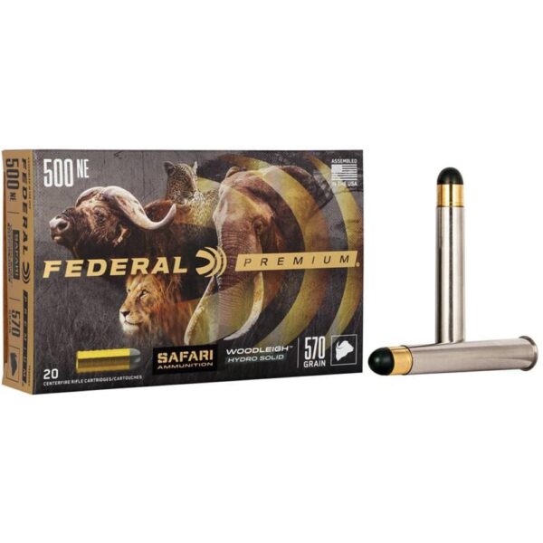 https3A2F2Fmedia.chattanoogashooting.com2Fimages2Fproduct2FFAP500NWH2FFAP500NWH-1 Federal Premium Cape-Shok .500 Nitro Express 3 570 gr Hydro Solid 2100 fps 20/ct