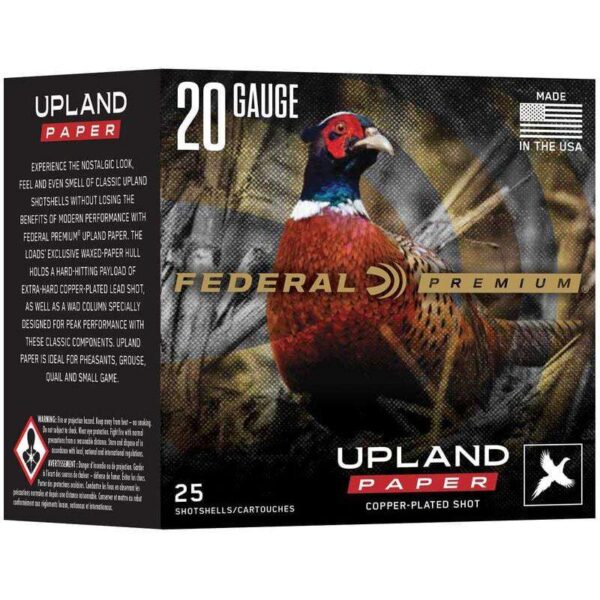 https3A2F2Fmedia.chattanoogashooting.com2Fimages2Fproduct2FFAPUP20442FFAPUP20441 Federal Premium Upland Paper Shotshells 20ga 2-3/4″ 1oz 1250 fps #4 25/ct