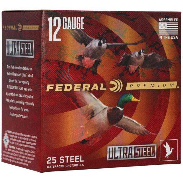 https3A2F2Fmedia.chattanoogashooting.com2Fimages2Fproduct2FFAPWUX134242FFAPWUX134BB23 Federal Ultra Steel Shotshells 12ga 3-1/2″ 1-1/2oz 1500 fps #2&4 25/ct