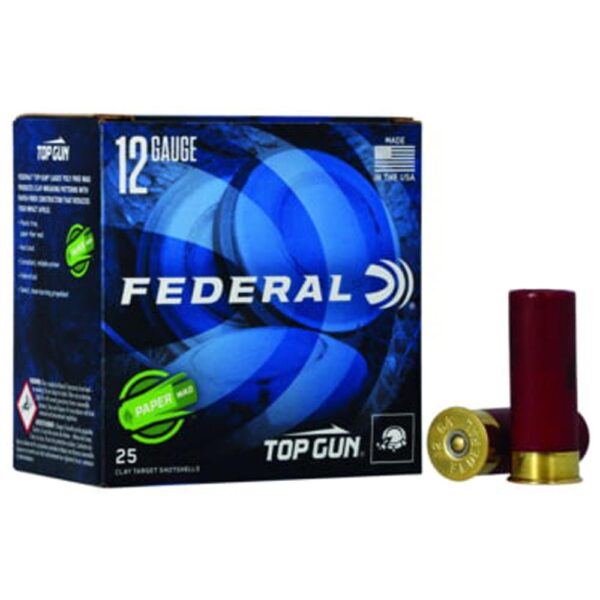https3A2F2Fmedia.chattanoogashooting.com2Fimages2Fproduct2FFATG12W82FFATG12W8 Federal Top Gun Paper Wad Shotshells 12 ga 2-3/4″ 1-1/8 oz 1200 fps #8 25/ct