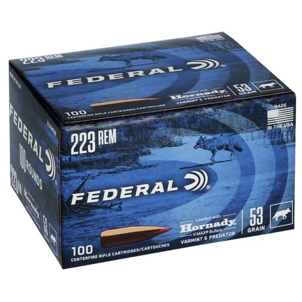 https3A2F2Fmedia.chattanoogashooting.com2Fimages2Fproduct2FFAV223VM53B2FFAV223VM53B Federal Varmint & Predator Rifle Ammunition .223 Rem 53 gr FMJ 3400 fps 100/ct