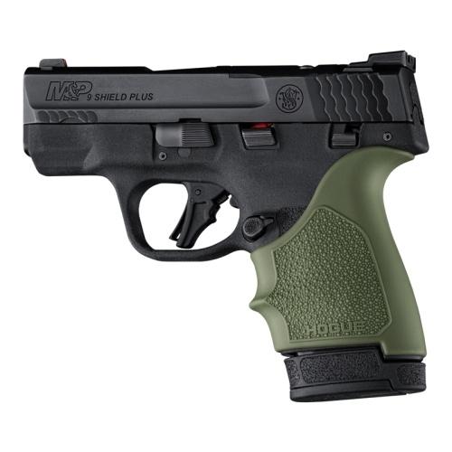 https3A2F2Fmedia.chattanoogashooting.com2Fimages2Fproduct2FHA184112FHA18411-1 Hogue HandAll Beaver Tail Handgun Grip Sleeve S&W M&P 9 Shield Plus OD Green
