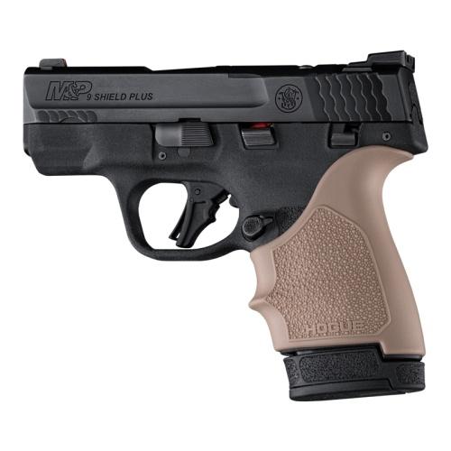 https3A2F2Fmedia.chattanoogashooting.com2Fimages2Fproduct2FHA184132FHA18413-1 Hogue HandAll Beaver Tail Handgun Grip Sleeve S&W M&P 9 Shield Plus FDE