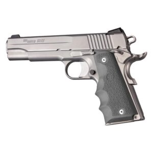 Hogue 1911 Gov’t Rubber Handgun Grips with Finger Grooves Slate Grey