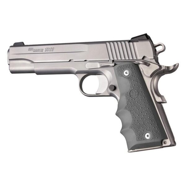 Hogue 1911 Gov’t Rubber Handgun Grips with Finger Grooves Slate Grey