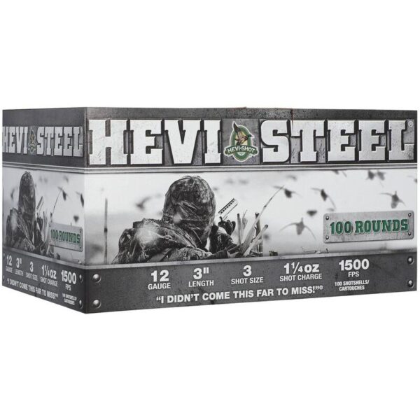 https3A2F2Fmedia.chattanoogashooting.com2Fimages2Fproduct2FHVHS601032FHVHS601031 HEVI-Shot HEVI-Steel Shotshells 12ga 3″ 1-1/4oz 1500 fps #3 100/ct