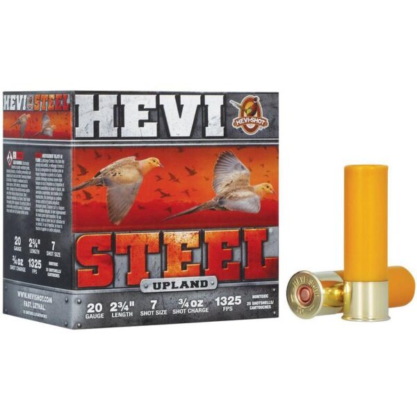 https3A2F2Fmedia.chattanoogashooting.com2Fimages2Fproduct2FHVHS620272FHVHS620271 HEVI-Shot HEVI-Steel Shotshells 20ga 2-3/4″ 1oz 1325 fps #7 25/ct
