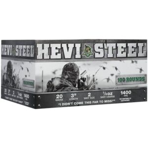 HEVI-Shot HEVI-Steel Shotshells 20ga 3″ 7/8oz 1400 fps #2 100/ct