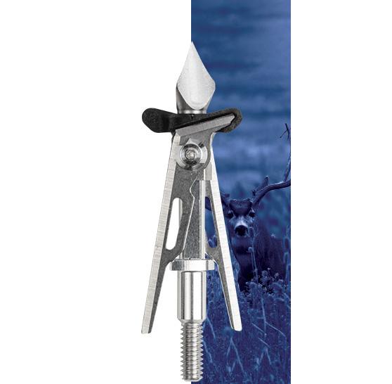 SIK 2-Blade Expandable SK2CB Crossbow Broadhead 2-inch Offset Entry – Silver/Black