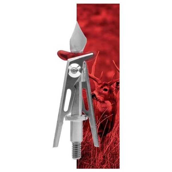 SIK 2-Blade Expandable SK2 Crossbow Broadhead 2-inch Offset Entry – Red/Silver