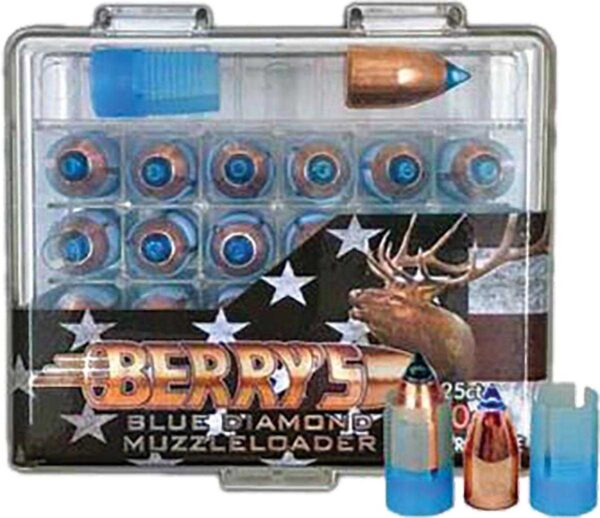 https3A2F2Fmedia.chattanoogashooting.com2Fimages2Fproduct2FJF059952FJF05995 Berry’s Blue Diamond .50 Cal. Muzzleloader Bullets with Sabots 250 gr 25/ct