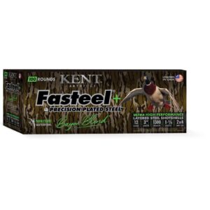 Kent Fasteel+  Precision Plated Steel Bayou Blend Shotshells 12ga 3″ 1-3/8oz 1300 fps #2 & #4 100/ct
