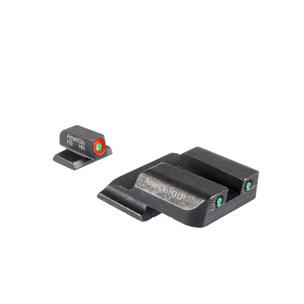 https3A2F2Fmedia.chattanoogashooting.com2Fimages2Fproduct2FKQSW8162FKQSW816-1 Ameriglo Trooper Tritium Handgun Sight Set for S&W M&P (Excludes .22/.380/Shield/EZ/Pro) Green Rear Green with Orange Front