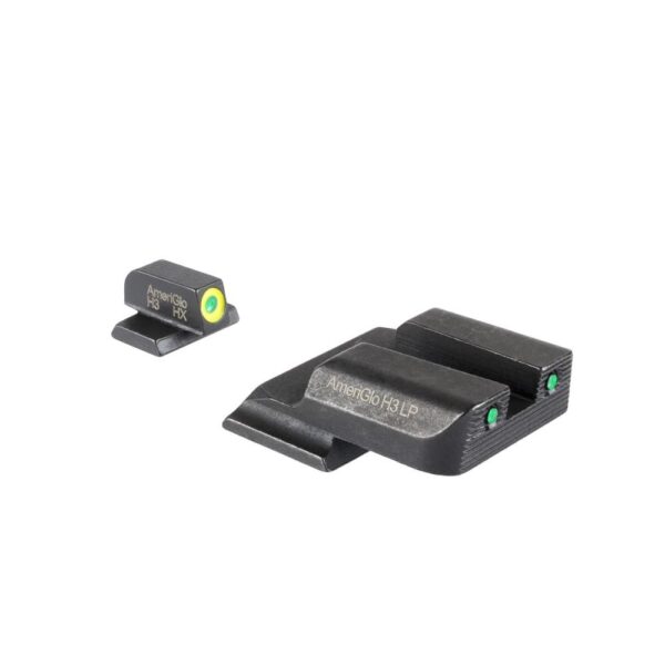 https3A2F2Fmedia.chattanoogashooting.com2Fimages2Fproduct2FKQSW8222FKQSW822-1 Ameriglo Trooper Tritium Handgun Sight Set for S&W M&P Shield (Excludes EZ) Green Rear Green with LumiGreen Front