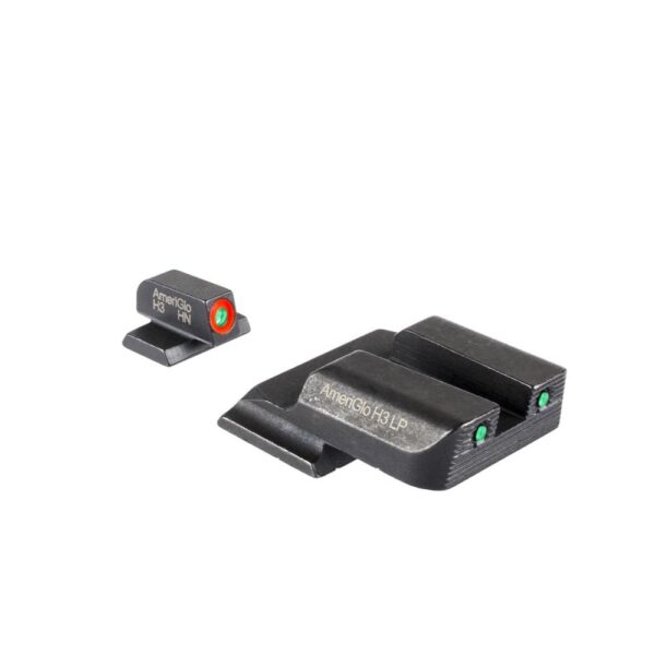 https3A2F2Fmedia.chattanoogashooting.com2Fimages2Fproduct2FKQSW8232FKQSW823-1 Ameriglo Trooper Tritium Handgun Sight Set for S&W M&P Shield (Excludes EZ) Green Rear Green with Orange Front