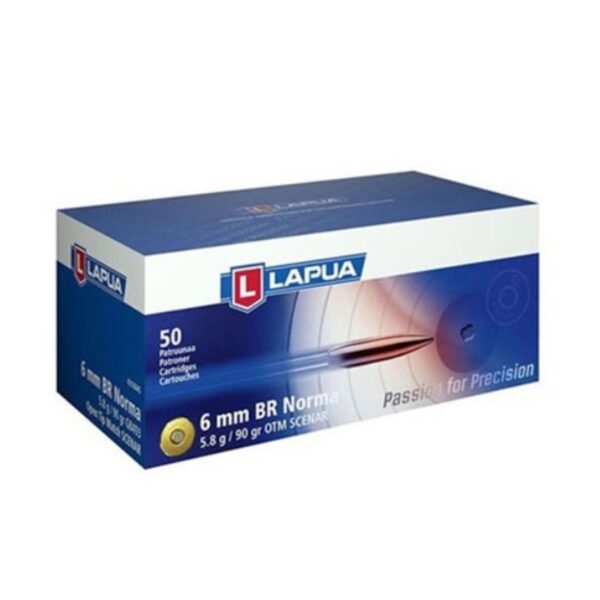 https3A2F2Fmedia.chattanoogashooting.com2Fimages2Fproduct2FLP43160442FLP4316044 Lapua OTM Rifle Ammo 6mm BR Norma 90 gr Scenar-L 50/ct