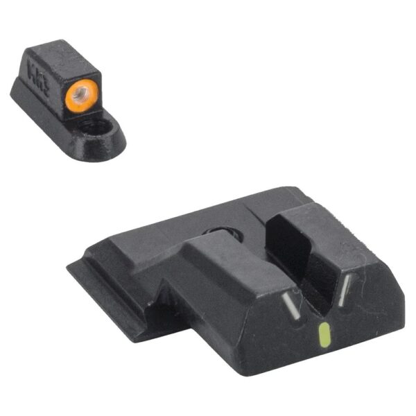 https3A2F2Fmedia.chattanoogashooting.com2Fimages2Fproduct2FMK04177531312FMK0417753131 Meprolight Hyper Bright V-Sight Fixed Pistol Set for S&W M&P Shield Green with Orange Front