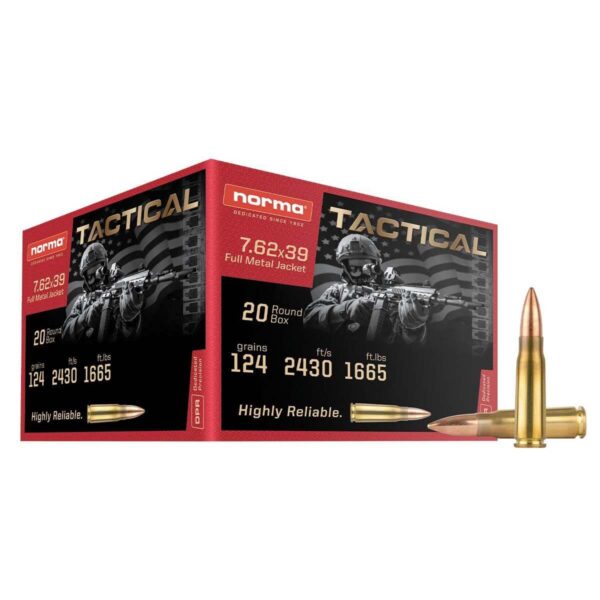 https3A2F2Fmedia.chattanoogashooting.com2Fimages2Fproduct2FNH2955400202FNH295540020 Norma Range & Training Rifle Ammunition 7.62×39 124gr FMJ 2430 fps 20/ct