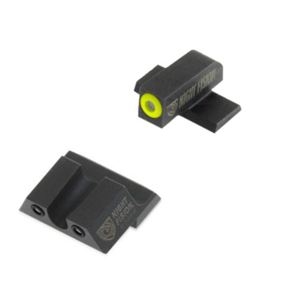 https3A2F2Fmedia.chattanoogashooting.com2Fimages2Fproduct2FNNSPR226007YGZG2FNNSPR226007YGZG Perfect Dot NS Set w/Yellow Front + Black U Rear Fits Springfield XD