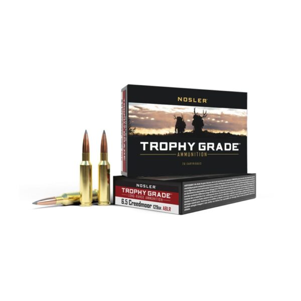 https3A2F2Fmedia.chattanoogashooting.com2Fimages2Fproduct2FNO600912FNO60091-1 Nosler Trophy Grade Accubond Long Range Rifle Ammunition 6.5 Creedmoor 129gr ABLR SP 2850 fps 20/ct
