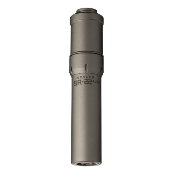 https3A2F2Fmedia.chattanoogashooting.com2Fimages2Fproduct2FNO906022FNO90602-1 Nosler Suppressor SR-22 ALTi 1/2×28 .22 LR 7.53″ Grey