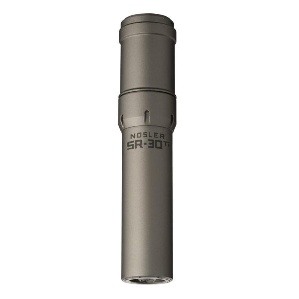 https3A2F2Fmedia.chattanoogashooting.com2Fimages2Fproduct2FNO906472FNO90647-1 Nosler SR-30 Ti Suppressor 5/8×24 .30 Cal 7.96″ Grey