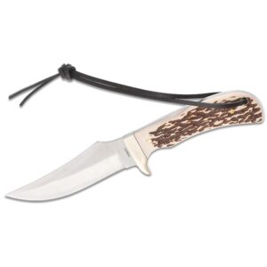 Schrade Uncle Henry Staglon Fixed Knife 4-1/4″ Clip Point Blade with Leather Sheath