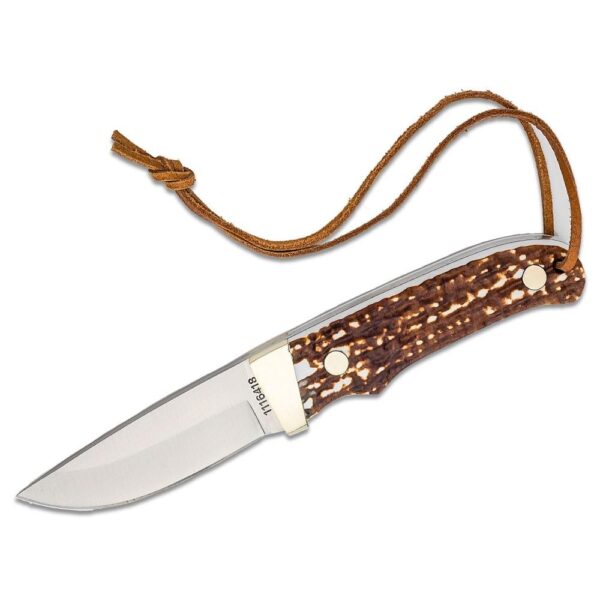 Schrade Uncle Henry Next Gen PH1N Stagalon Fixed Knife 3-3/5″ Trailing Point Blade Brown