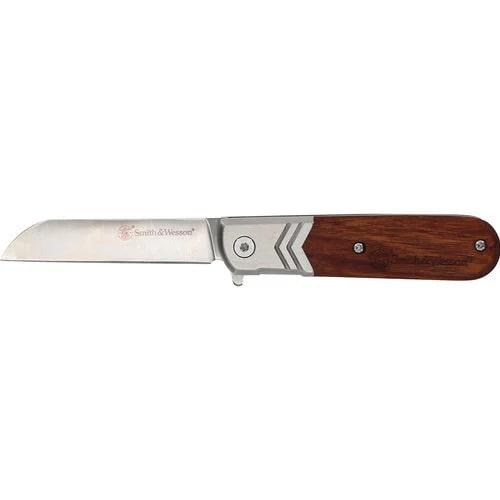 Smith & Wesson Executive Spring Assist Barlow Knife 2 3/4″ Blade Wood Handle