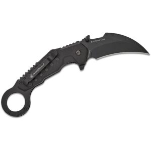 Smith & Wesson Extreme Ops Karambit Assisted Folding Knife 3″ Hawkbill Blade Black