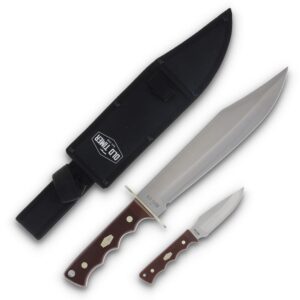 Old Timer Bowie Fixed Blade Combo 10″ Bowie Blade 3-1/2″ Skinner Blade Brown
