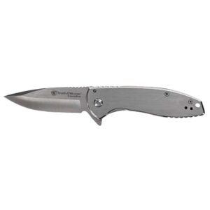 Smith & Wesson KT Executive Platinum Folding Knife 3″ Drop Point Blade Silver Box