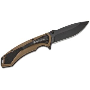 Smith & Wesson Extreme Ops Spring Assist Folding Knife 3-1/4″ Drop Point Blade Black Tan Box