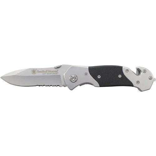 Smith & Wesson 1st Response Drop Point Folding Knife 3 3/10″ Blade Black and Silver