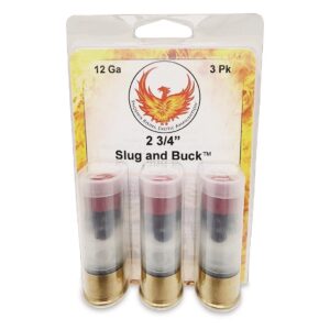 Phoenix Rising Slug & Buck Shotshell 12ga 2-3/4″ FSJ 7/8oz Slug & 6-00 Buckshot 1225 fps 3/ct