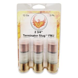 Phoenix Rising Terminator Slug Shotshell 12ga 2-3/4″ 515gr FMJ Slug 1520fps 3/ct