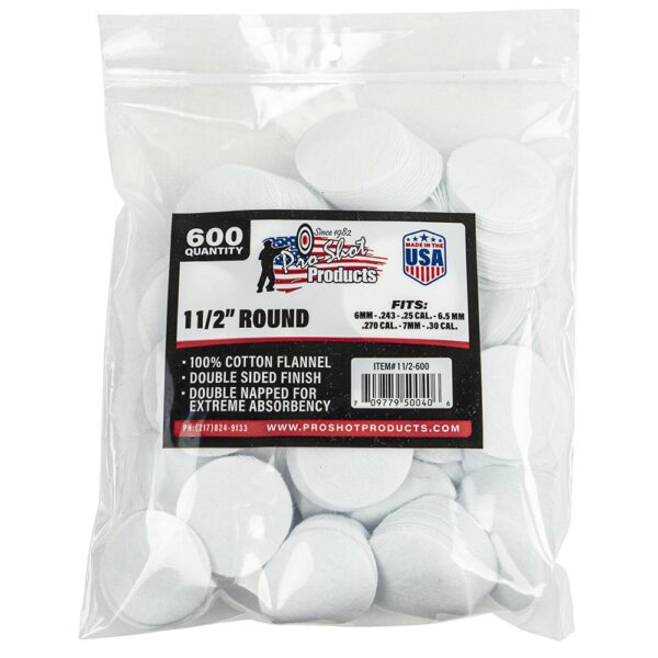 Pro-Shot 1 1/2″ Round 100% Cotton Patches 600/ct