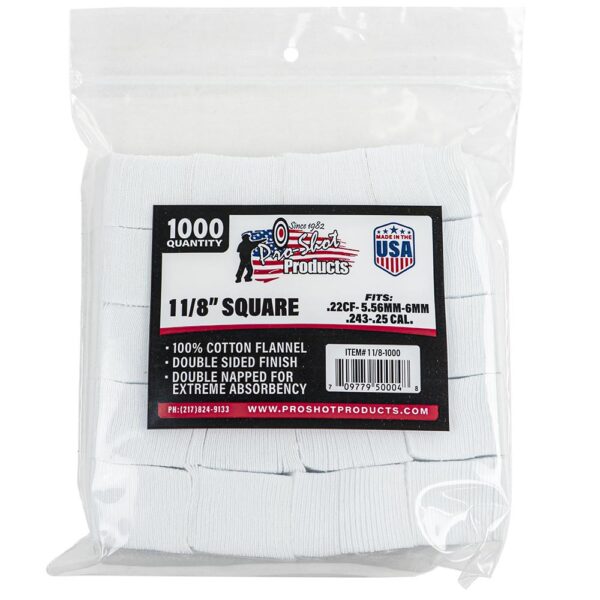 https3A2F2Fmedia.chattanoogashooting.com2Fimages2Fproduct2FPX11810002FPX1181000-1 Pro-Shot 1 1/8″ Square 100% Cotton Patches 1000/ct