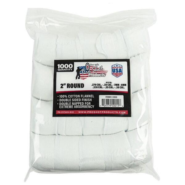 https3A2F2Fmedia.chattanoogashooting.com2Fimages2Fproduct2FPX210002FPX21000-1 Pro-Shot 2″ Round 100% Cotton Patches 1000/ct