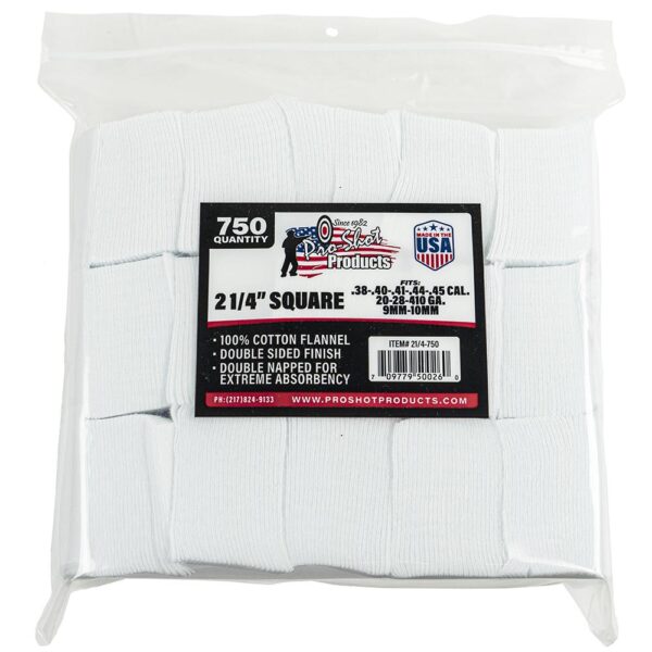 https3A2F2Fmedia.chattanoogashooting.com2Fimages2Fproduct2FPX2147502FPX214750-1 Pro-Shot 2 1/4″ Square 100% Cotton Patches 750/ct