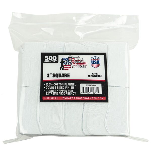Pro-Shot 3″ Square 100% Cotton Patches 500/ct