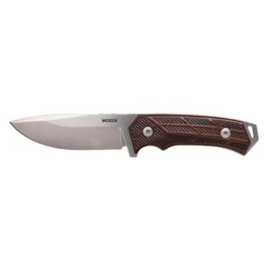 WOOX Rock62 Fixed Knife 4-1/4″ Drop Point Blade Walnut Checkered
