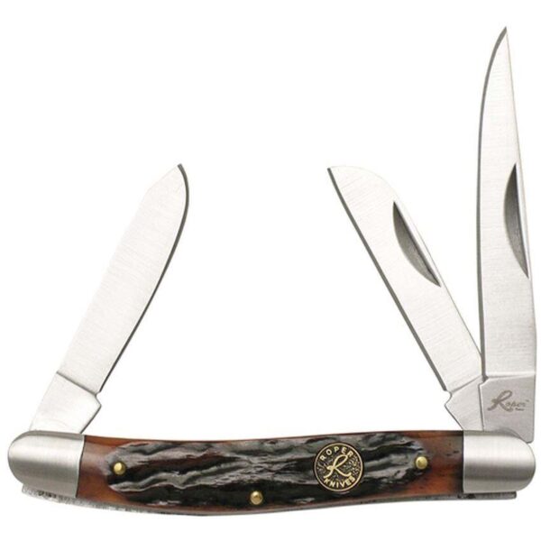 https3A2F2Fmedia.chattanoogashooting.com2Fimages2Fproduct2FRHRP0001CBB2FRHRP0001CBB-1 Roper Knives Stockman Chaparral Series Pocket Knife 3 Blades 2-1/2″ Brown Bone