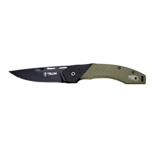 Telum Scorch Tactical Automatic Folding Knife 3-1/2″ Drop Point Blade OD Green