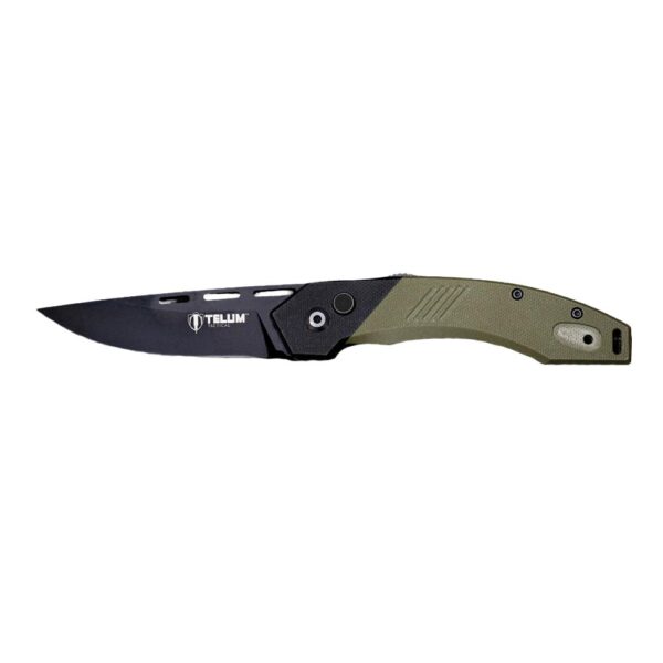 https3A2F2Fmedia.chattanoogashooting.com2Fimages2Fproduct2FRHTT30792FRHTT3079-1 Telum Scorch Tactical Automatic Folding Knife 3-1/2″ Drop Point Blade OD Green