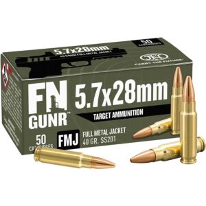 https3A2F2Fmedia.chattanoogashooting.com2Fimages2Fproduct2FRJ107000312FFN-GUNR-SS201-5-7X28MM-Ammo-Target-40gr-50rd-RJ10700032_1 FN SS201 Target Handgun Ammunition 5.7x28mm 40gr FMJ 1700 fps 500/ct Case