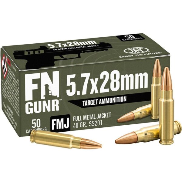https3A2F2Fmedia.chattanoogashooting.com2Fimages2Fproduct2FRJ107000312FFN-GUNR-SS201-5-7X28MM-Ammo-Target-40gr-50rd-RJ10700032_1 FN SS201 Target Handgun Ammunition 5.7x28mm 40gr FMJ 1700 fps 500/ct Case